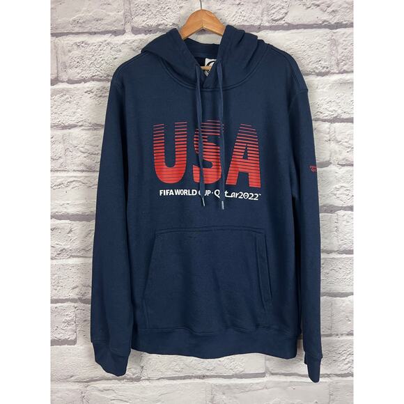 FIFA WORLD CUP Men's L Navy Blue Qatar 2022 USA Soccer Hoodie‎ Pullover Sweater - Picture 2 of 9